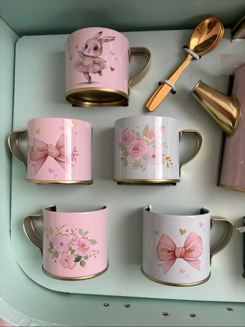 Girl's Play Tea Party Ballet Bunny in Tutu Tin Tea Set w Case New - Picture 8 of 16